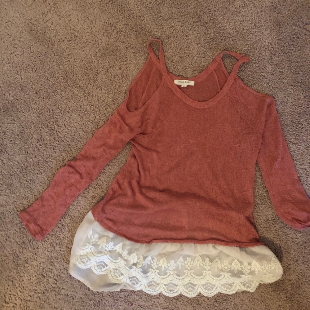 cute pink lacy  long sleeved shirt